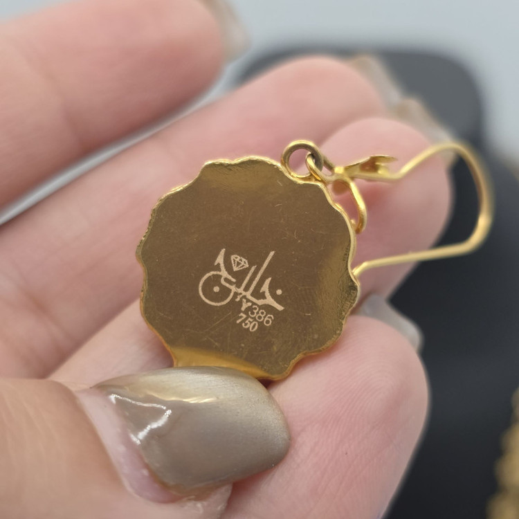 نیم ست طلا کم اجرت 18 عیار زنانه طلا و شمش برلیان مدل گل