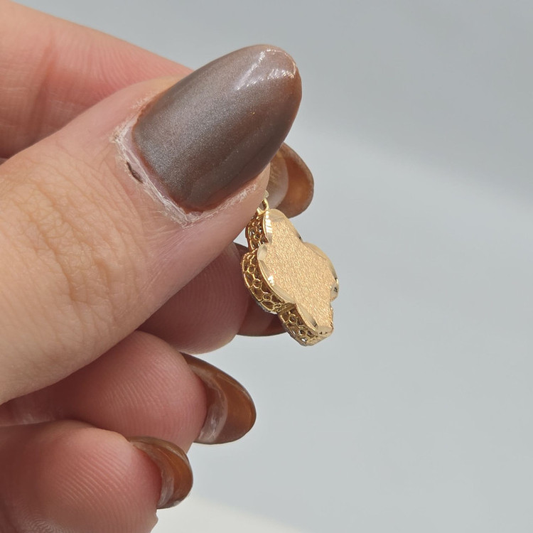 نیم ست طلا کم اجرت 18 عیار زنانه طلا و شمش برلیان مدل گل