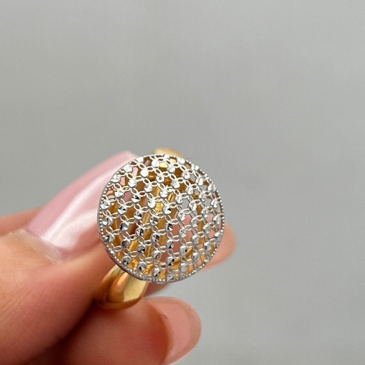 نیم ست طلا کم اجرت 18 عیار زنانه طلا و شمش برلیان مدل هندسی