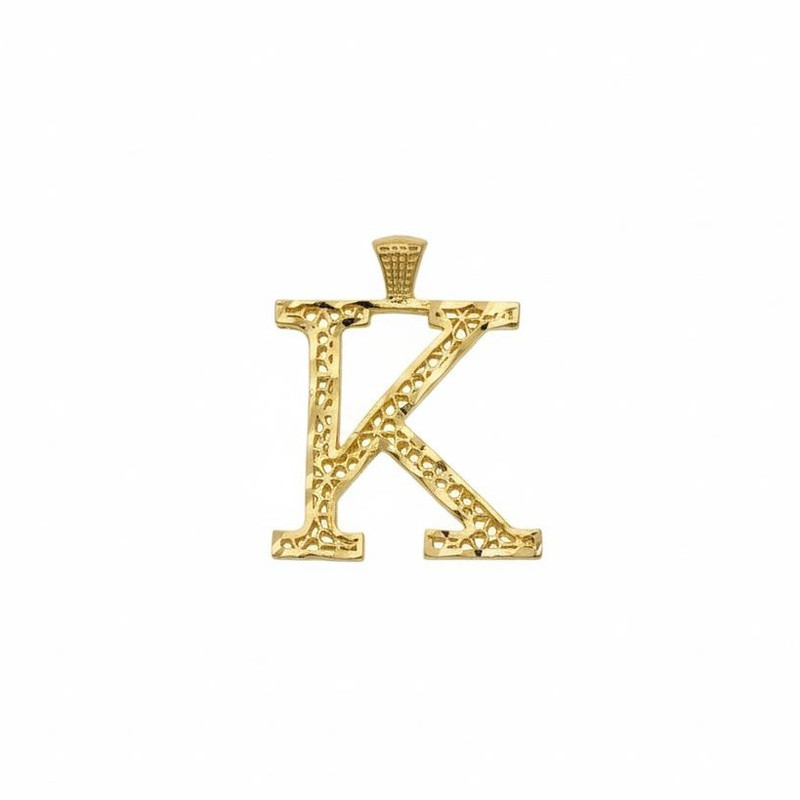 آویز گردنبند طلا کم اجرت 18 عیار زنانه طلا و شمش برلیان مدل حروف انگلیسی K