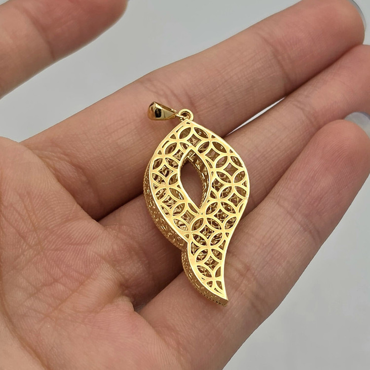 آویز گردنبند طلا کم اجرت ۱۸ عیار زنانه گالری طلا و شمش برلیان مدل منحنی کد ۱