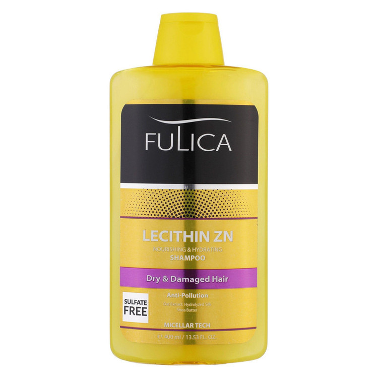 شامپو تقویتکننده مو فولیکا مخصوص موهای خشک و آسیبدیده، حجم 400 میلیلیتر مدل LECITHIN ZN، بدون سولفات، مرطوبکننده، لطا...