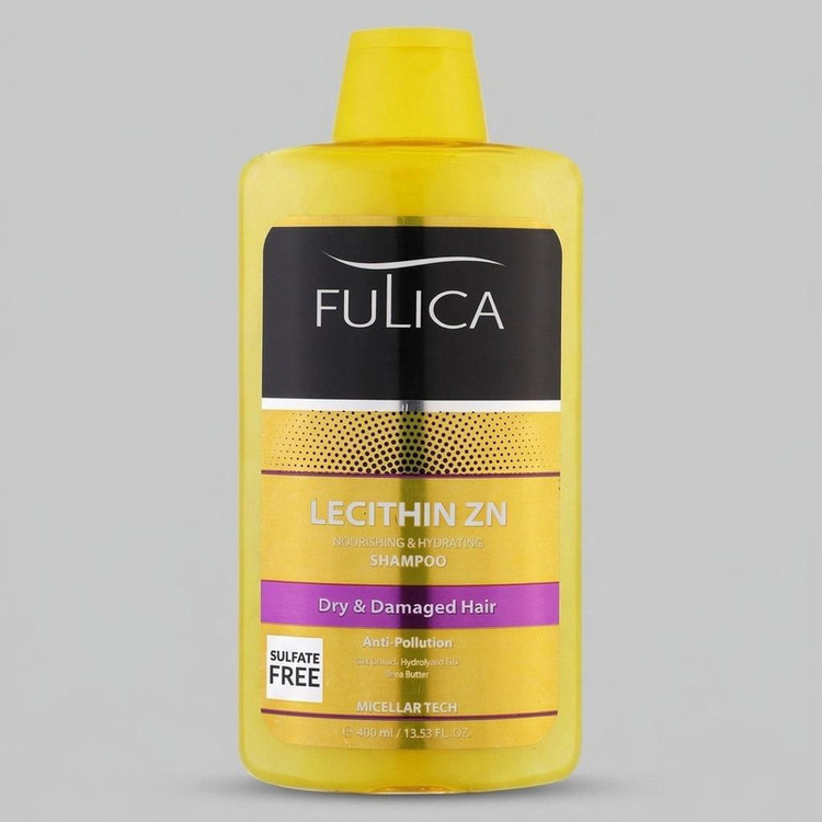 شامپو تقویتکننده مو فولیکا مخصوص موهای خشک و آسیبدیده، حجم 400 میلیلیتر مدل LECITHIN ZN، بدون سولفات، مرطوبکننده، لطا...