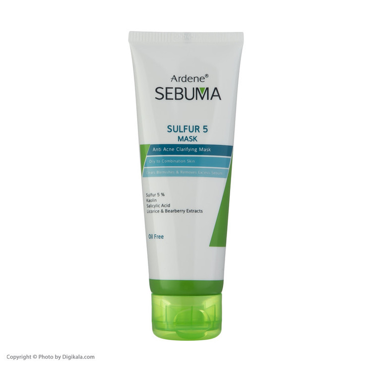ماسک صورت آردن سبوما مدل Sulfur 5 حجم 75 میلیلیتر مناسب پوست مختلط با خاصیت ضد جوش، پاکسازی منافذ، جذب چربی اضافه، ال...