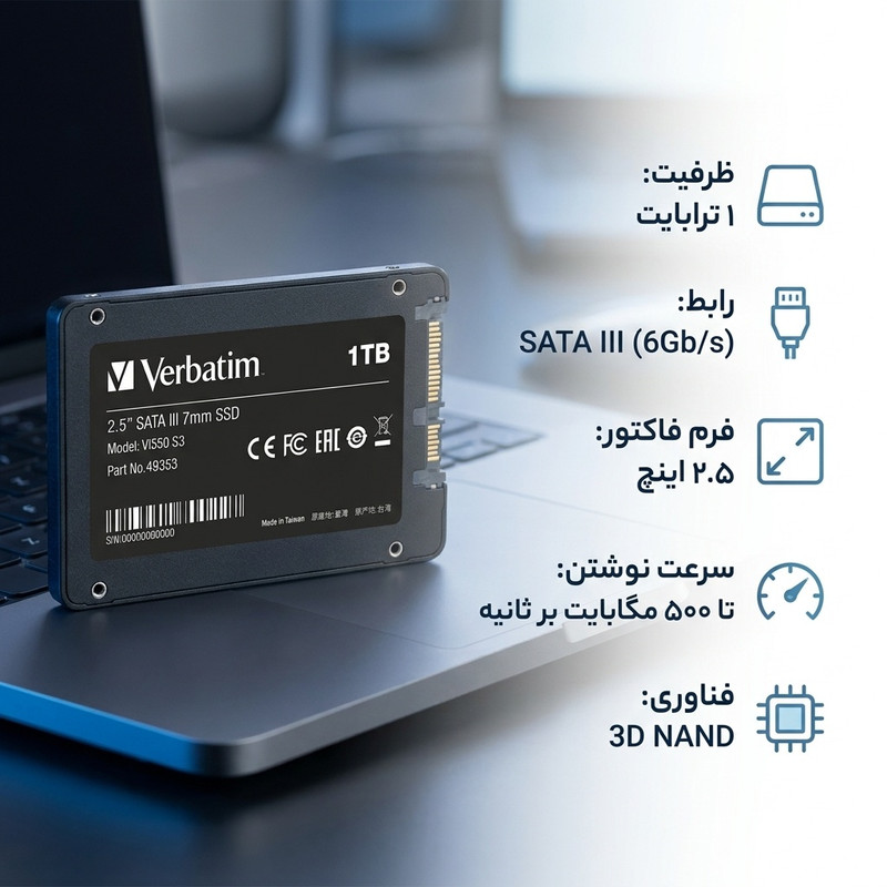اس اس دی اینترنال SATA III ورباتیم مدل VI550 S3 ظرفیت 1 ترابایت