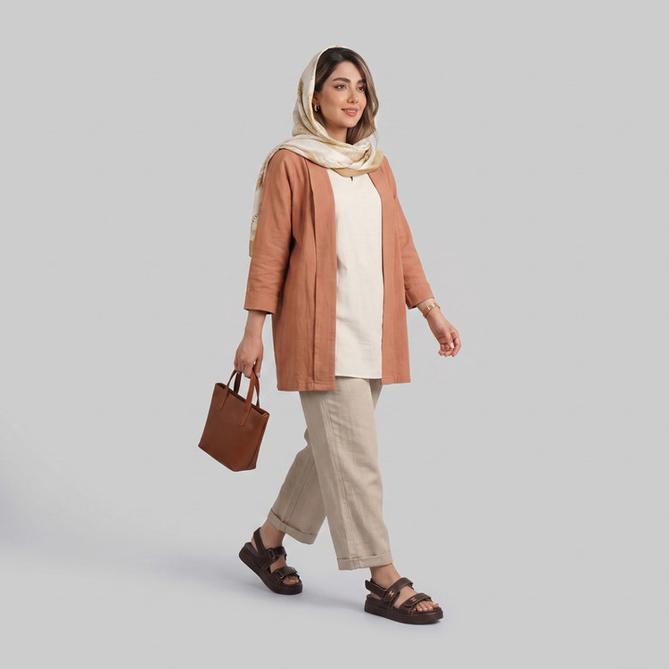 صندل زنانه چرم پارس مدل لژدار چسبی کد 379-8