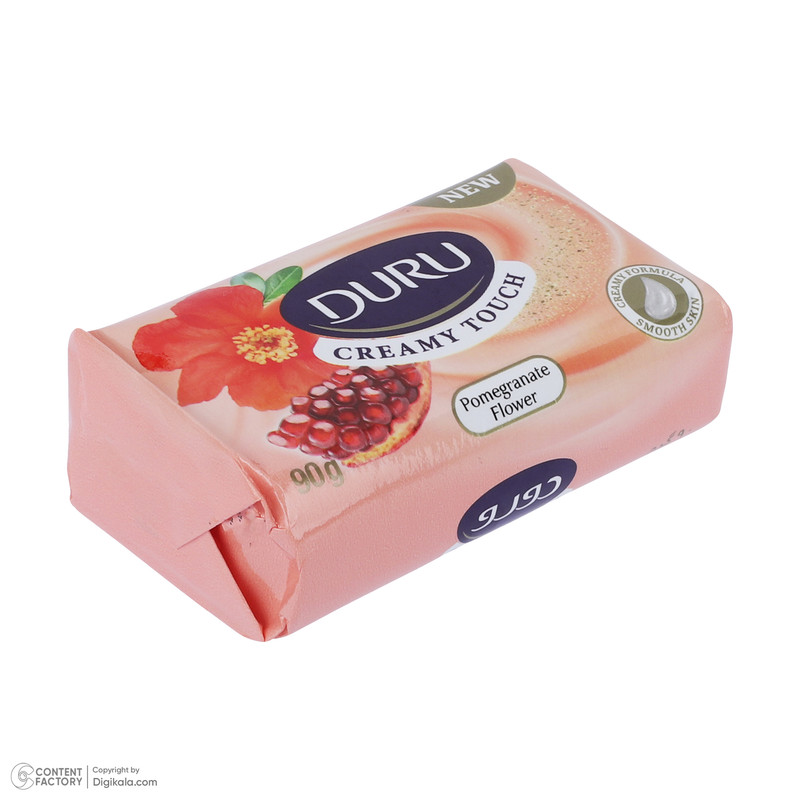 صابون شستشو صورت و بدن دورو حاوی کرم و گلیسیرین مدل Pomegrante Flower وزن 90 گرم، با رایحه تند، مناسب انواع پوست خانم...