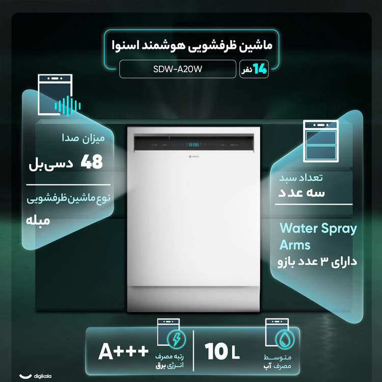 ماشین ظرفشویی 14 نفره اسنوا مدل SDW-A20W