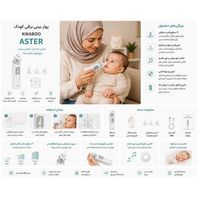 پوار بینی کودک کیکابو مدل Aster