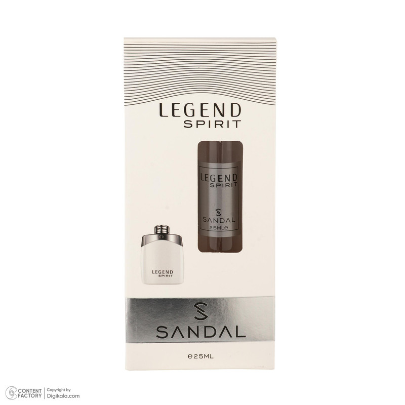 عطر جیبی مردانه صندل مدل LEGEND SPIRIT با رایحه شیرین و تند حجم 25 میلیلیتر