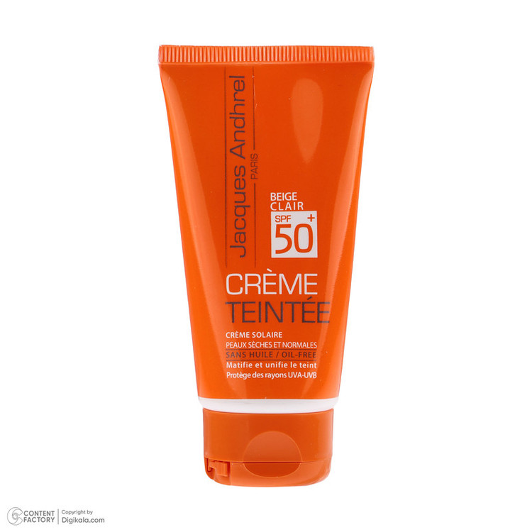 کرم ضد آفتاب رنگی ژاک اندرل SPF 50 مدل TIN01 مناسب برای پوست خشک حجم 50 میلی لیتر