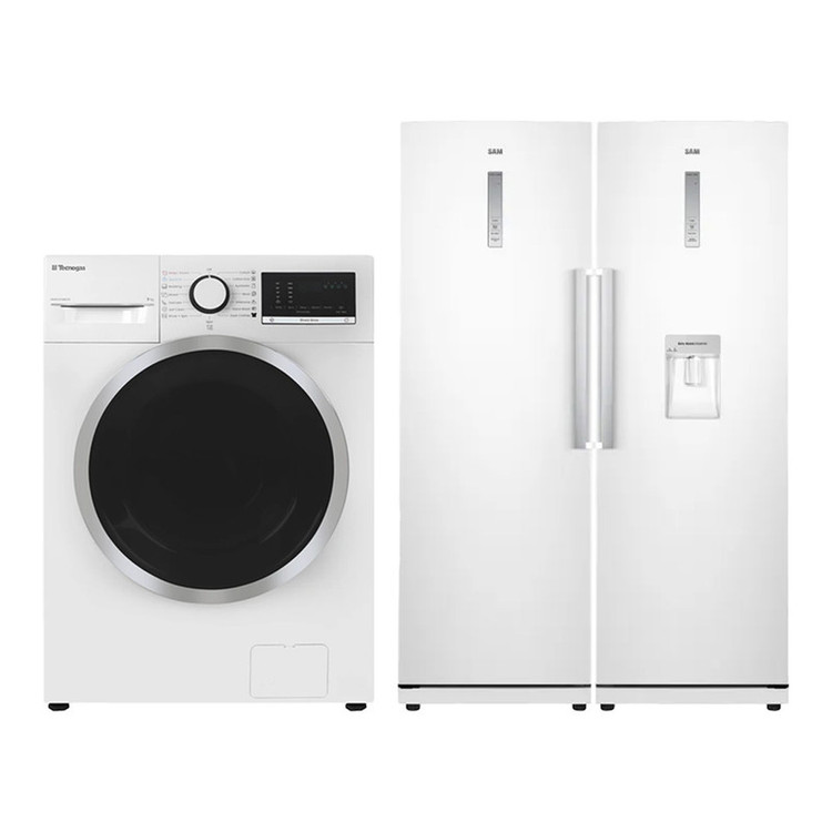 یخچال فریزر دوقلو 40 فوت سام مدل RR65-RZ65W به همراه ماشین لباسشویی 9 کیلوگرم اتوماتیک تکنوگاز مدل WMFL914W2N