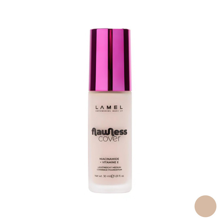 کرم پودر مایع لامل مدل Flawless Cover شماره 02 مناسب برای انواع پوست حجم 30 میلیلیتر