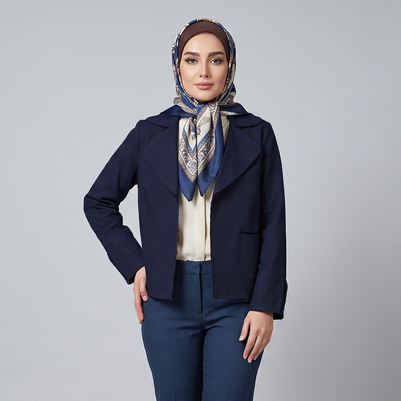 کت رسمی زنانه تیلا مدل برش خام لبه ریش دار