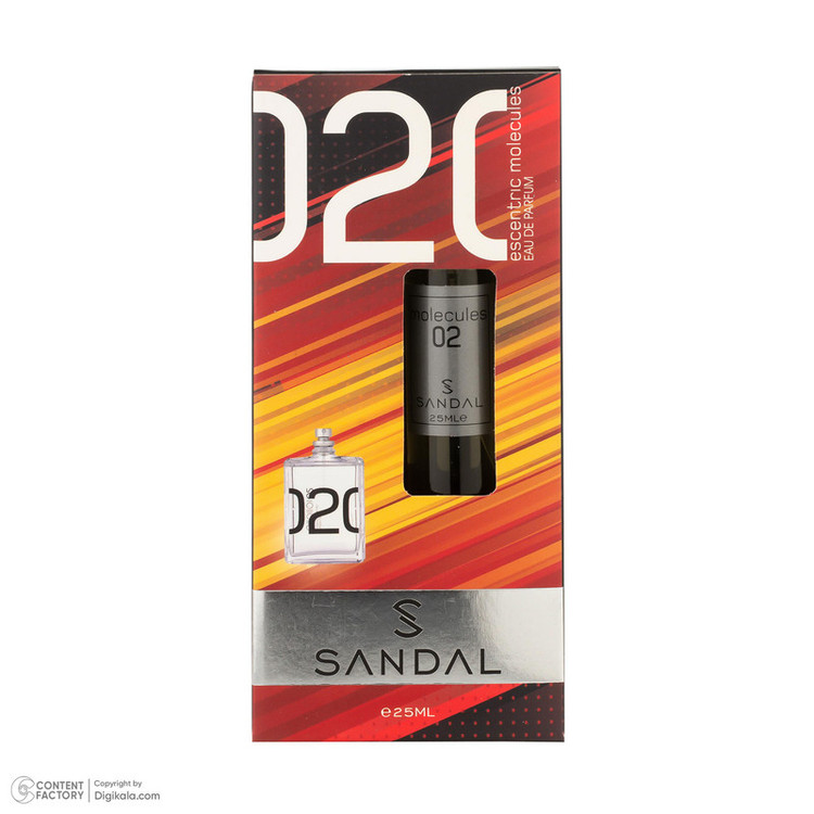 عطر جیبی مردانه صندل مدل مولکول با رایحه معتدل حجم 25 میلیلیتر