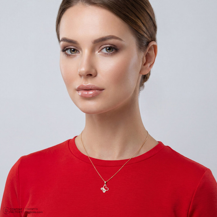 آویز گردنبند طلا 18 عیار زنانه زرنیک گلد طرح پروانه کد 2024