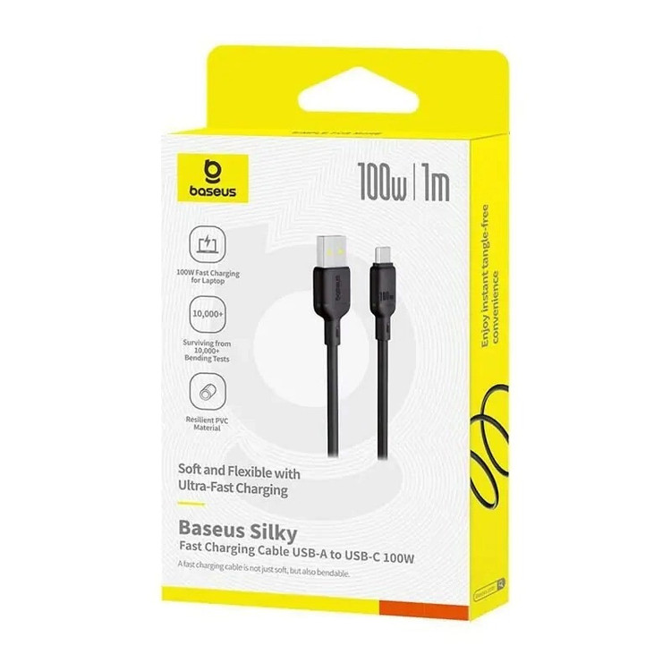 کابل تبدیل USB به USB-C بیسوس مدل Silky Series طول 1 متر