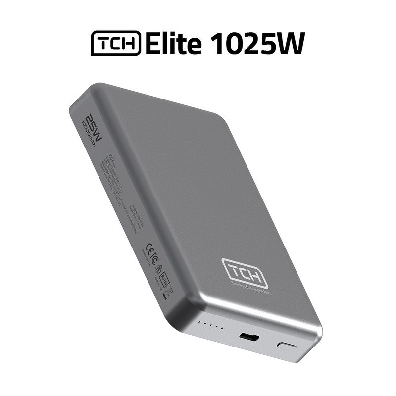 پاوربانک بی سیم 25 وات تی سی اچ مدل Elite 1025W ظرفیت 10000 میلیآمپرساعت
