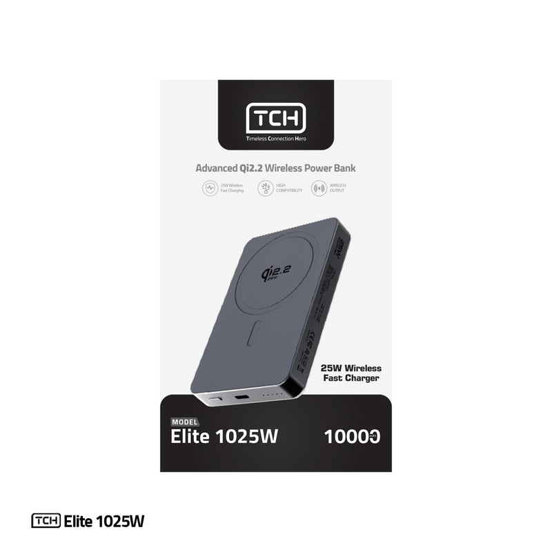 پاوربانک بی سیم 25 وات تی سی اچ مدل Elite 1025W ظرفیت 10000 میلیآمپرساعت