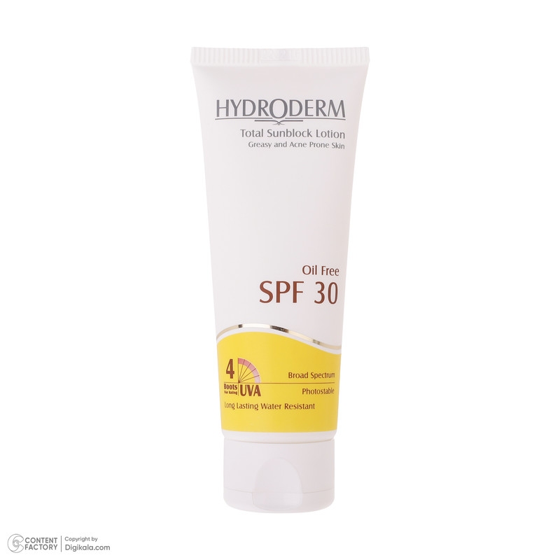 لوسیون ضدآفتاب هیدرودرم سری فاقد چربی SPF30، حجم 75 میلیلیتر
