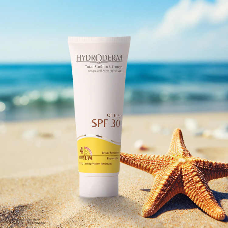 لوسیون ضدآفتاب هیدرودرم سری فاقد چربی SPF30، حجم 75 میلیلیتر