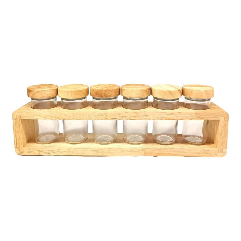 ست جا ادویه 6 پارچه لیمون مدل چوبی کد TP2306 به همراه استند
