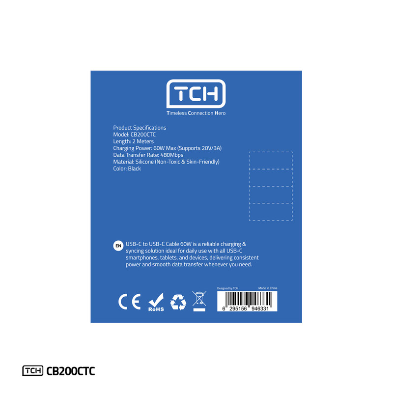 کابل USB-C تی سی اچ مدل CB200CTC طول 2 متر
