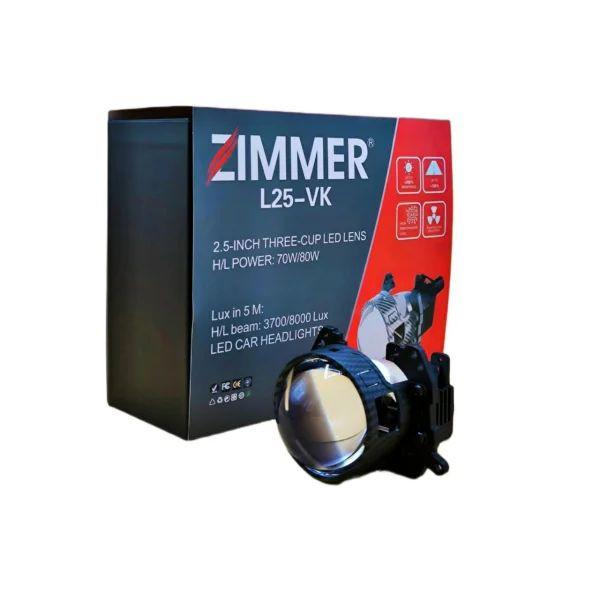 لنز چراغ خودرو دو حالته زیمر مدل L25-VK BI-LED پایه دوکنتاکت مجموعه دو عددی
