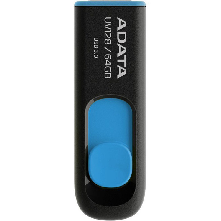فلش مموری کشویی ایدیتا مدل DashDrive UV128 ظرفیت 64GB، رابط USB 3.0 با سرعت خواندن 90 و نوشتن 40MBs، طراحی ضد خش و ضد...