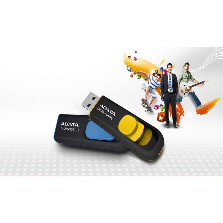فلش مموری کشویی ایدیتا مدل DashDrive UV128 ظرفیت 64GB، رابط USB 3.0 با سرعت خواندن 90 و نوشتن 40MBs، طراحی ضد خش و ضد...