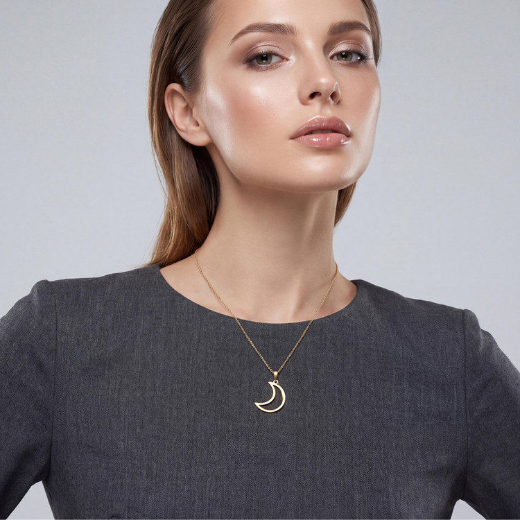 آویز گردنبند طلا 18 عیار زنانه زرنیک گلد طرح ماه کد 2056