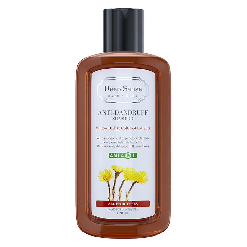 شامپو ضدشوره دیپ سنس مخصوص انواع مو، حجم 200 میلیلیتر مدل Willow Bark و Coltsfoot، حاوی اسید سالیسیلیک و پیروکتون اول...