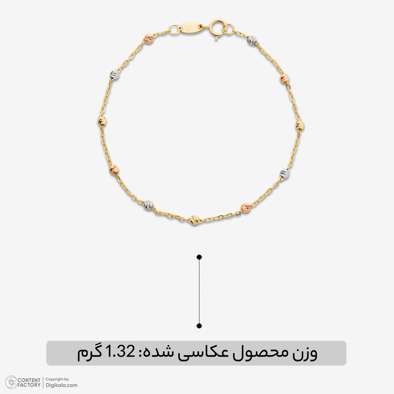 دستبند زنجیری طلا 18 عیار زنانه مطیع ها مدل 662