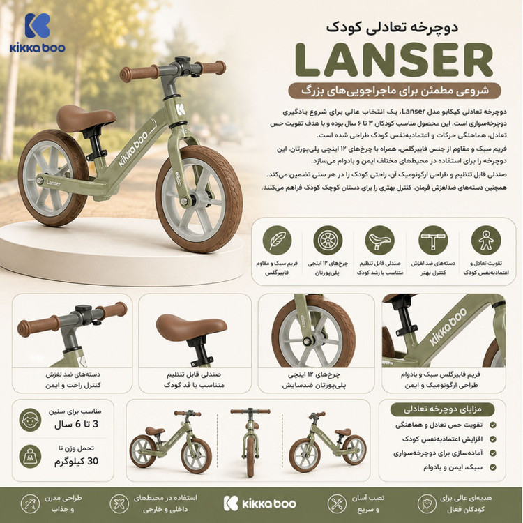 سهچرخه کودک کیکابو مدل lanser
