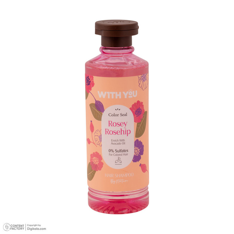 شامپو تثبیت کننده رنگ مو ویت یو مدل Rosey Rosehip با عصاره رزهیپ و روغن آووکادو حجم 300 میلیلیتر مناسب موهای رنگ شده ...
