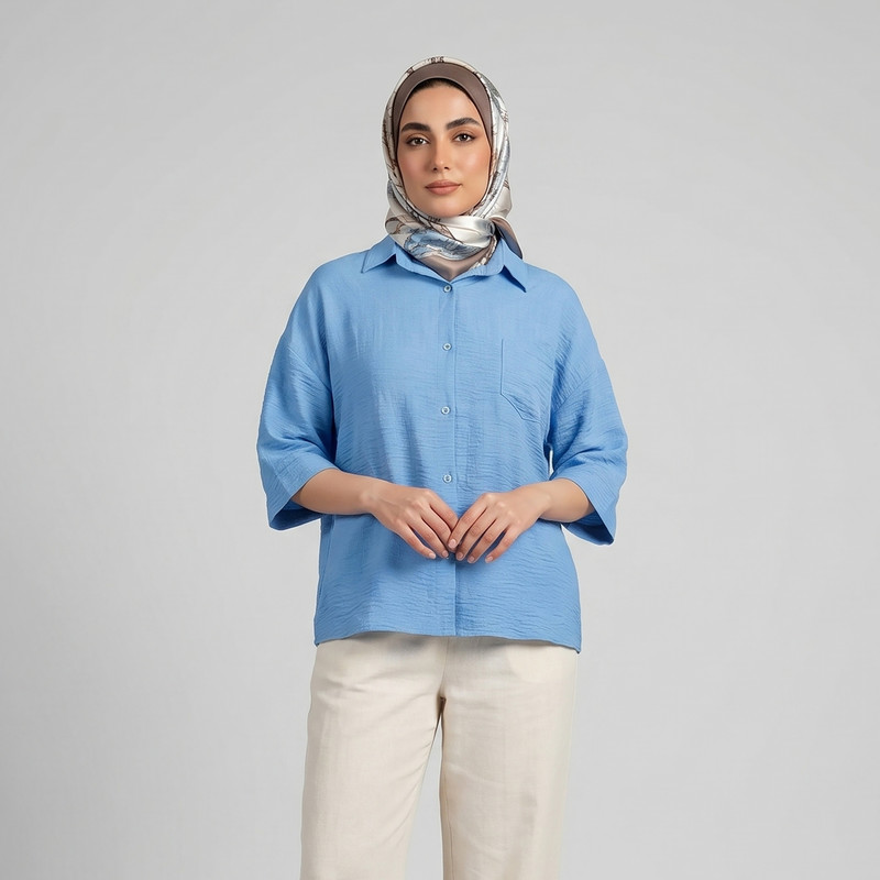 شومیز آستین سه ربع یقه برگردان زنانه مونسا مدل 19