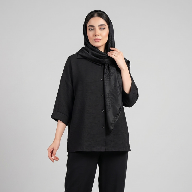شومیز آستین سه ربع یقه برگردان زنانه مونسا مدل 19
