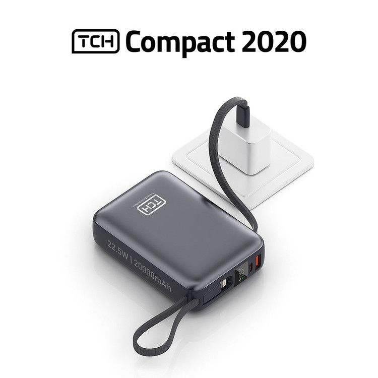 پاوربانک 22.5 وات تی سی اچ مدل Compact 2020 ظرفیت 20000 میلیآمپرساعت به همراه 2 عدد کابل USB-C لایتنینگ