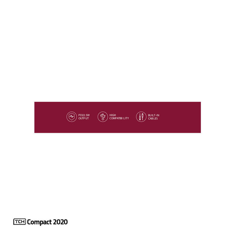 پاوربانک 22.5 وات تی سی اچ مدل Compact 2020 ظرفیت 20000 میلیآمپرساعت به همراه 2 عدد کابل USB-C لایتنینگ