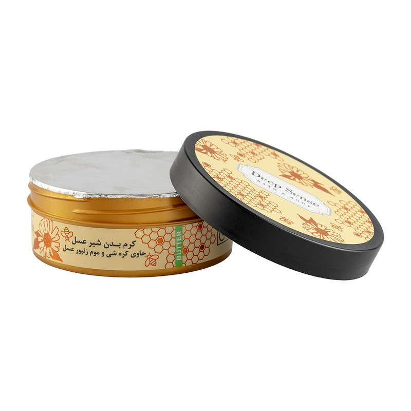 کره بدن دیپ سنس مدل Honey حجم 200 میلیلیتر مغذی و آبرسان قوی با کره شی، روغن نارگیل و آملا، ضد خشکی و نرمکننده پوست ب...