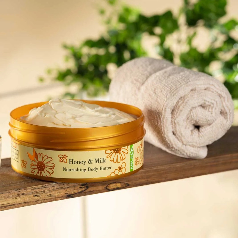 کره بدن دیپ سنس مدل Honey حجم 200 میلیلیتر مغذی و آبرسان قوی با کره شی، روغن نارگیل و آملا، ضد خشکی و نرمکننده پوست ب...