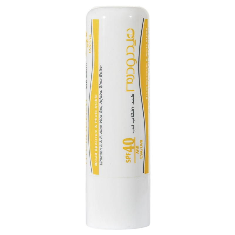 بالم لب هیدرودرم مدل SPF40 مرطوبکننده و ضدآفتاب با عصاره آلوئهورا و شیباتر، مقاوم در برابر آب و تعریق، مناسب پوست خشک...