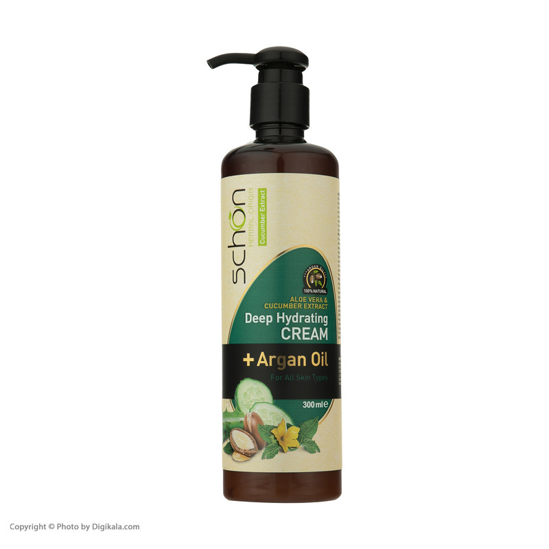 کرم مرطوبکننده شون، مدل Cucumber، مناسب انواع پوست، با عصاره خیار، حاوی روغن آرگان، مناسب استفاده برای دست و صورت، حج...