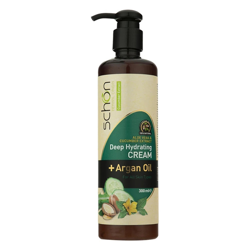 کرم مرطوبکننده شون، مدل Cucumber، مناسب انواع پوست، با عصاره خیار، حاوی روغن آرگان، مناسب استفاده برای دست و صورت، حج...