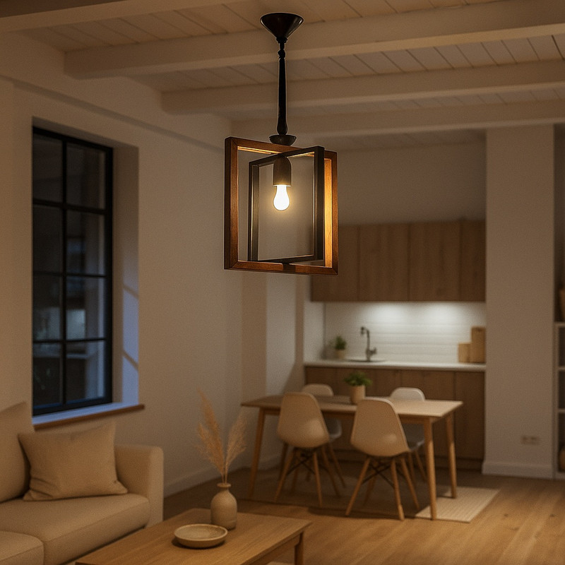 چراغ آویز تک شعله شاهان تک مدل WOOD 5