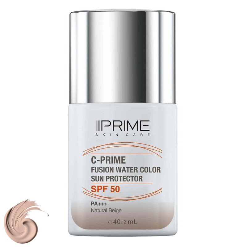 فلوئید ضد آفتاب رنگی پرایم، SPF 50، مدل فیوژن واتر، مناسب انواع پوست با تنالیته متوسط و حجم 40 میلی لیتر، محافظتکنند...