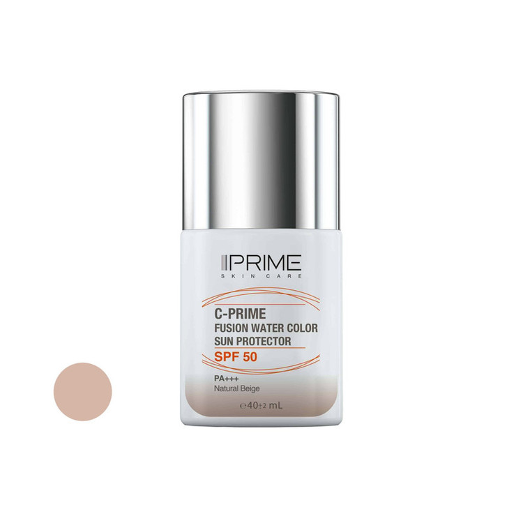 فلوئید ضد آفتاب رنگی پرایم، SPF 50، مدل فیوژن واتر، مناسب انواع پوست با تنالیته متوسط و حجم 40 میلی لیتر، محافظتکنند...