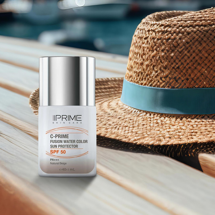 فلوئید ضد آفتاب رنگی پرایم، SPF 50، مدل فیوژن واتر، مناسب انواع پوست با تنالیته متوسط و حجم 40 میلی لیتر، محافظتکنند...