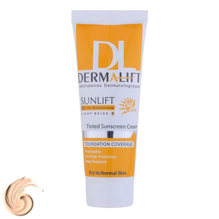 کرم ضد آفتاب رنگی درمالیفت، SPF50، مدل سانلیفت، مناسب پوست خشک و معمولی تنالیته رنگ روشن و حجم 40 میلیلیتر، محافظت کن...