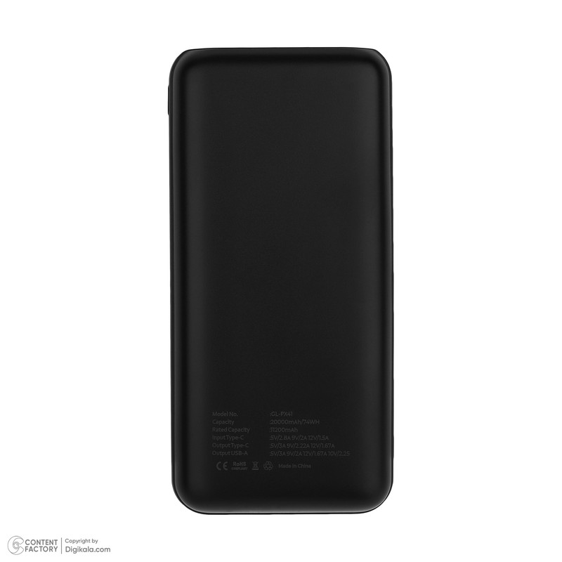 پاوربانک 22.5 وات گرین لاین مدل Nairo ظرفیت 20000 میلیآمپرساعت به همراه کابل تبدیل USB-A به USB-C